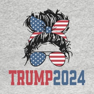 Vintage Trump 2024 Messy Hair Bun T-Shirt